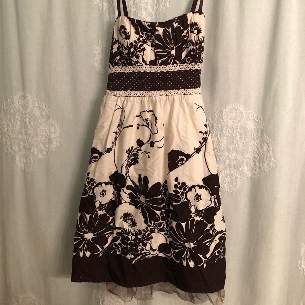 Brown and white floral dress